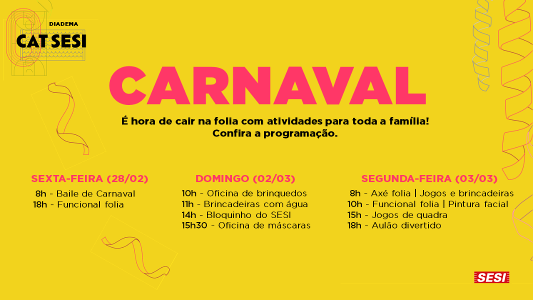 Image PROGRAMAÇÃO DE CARNAVAL DO CAT DIADEMA