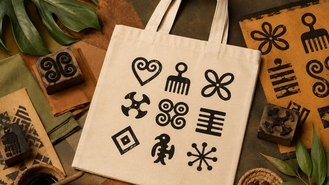 Image Estamparia De Ecobag Com Símbolos Adinkras