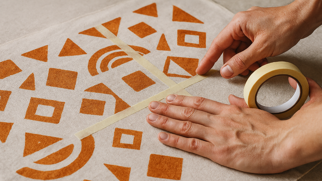 Image DESIGN TÊXTIL: crie sua estampa com fita crepe e stencil