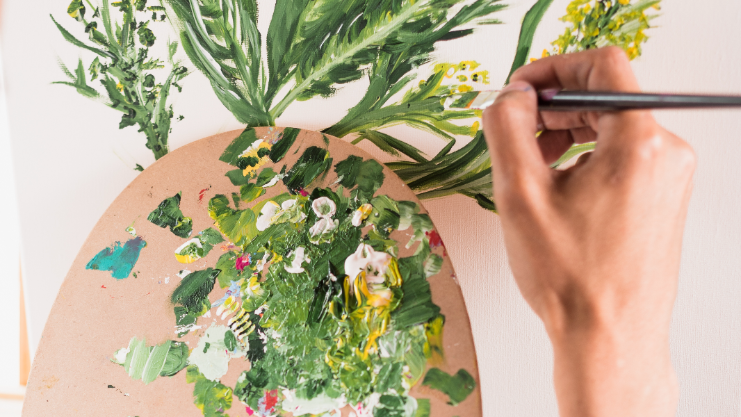 Image Pintura em telas com composições botânicas